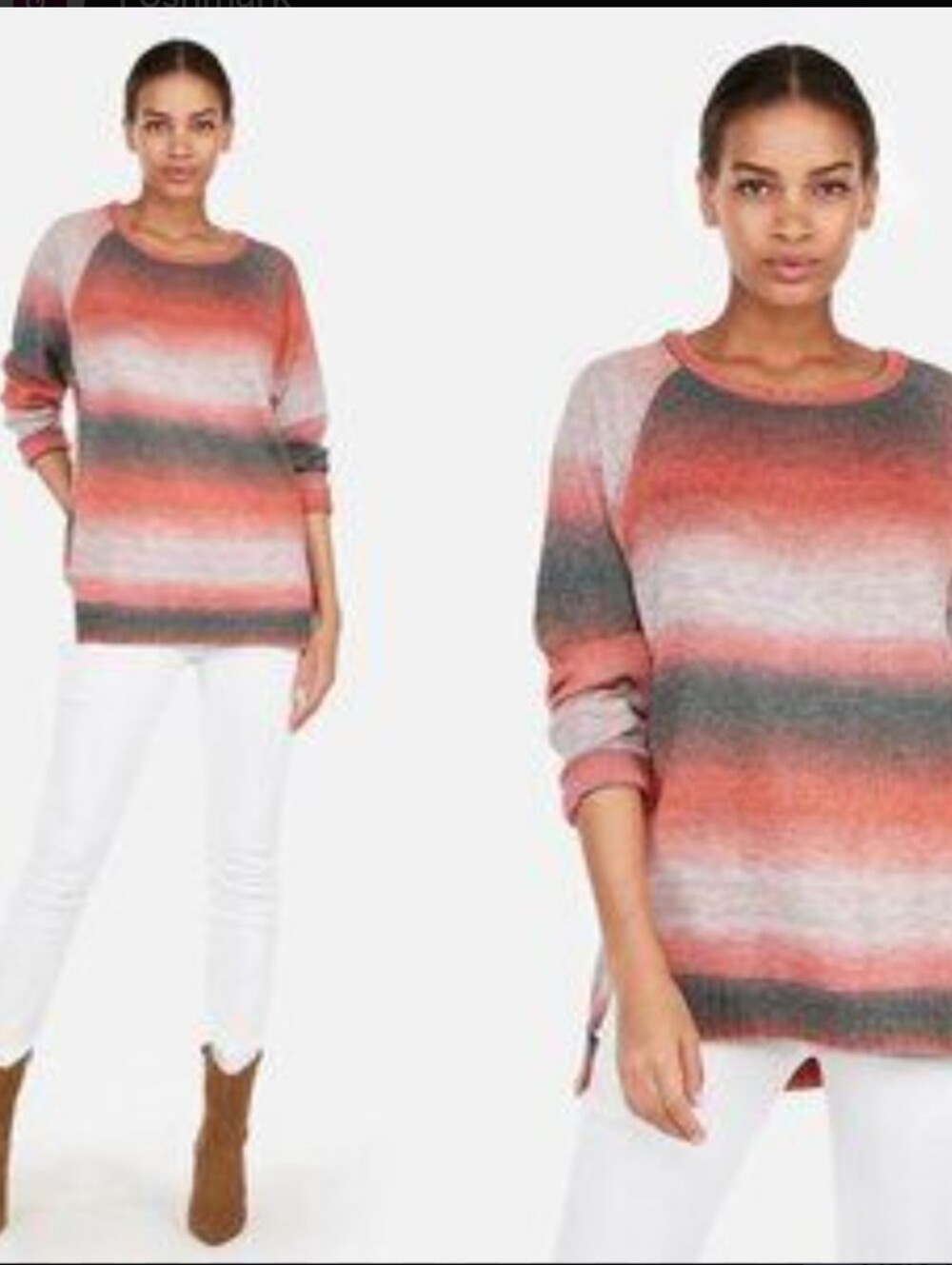 EXPRESS Ombre Pink Grey Striped Sweater Size XSmall